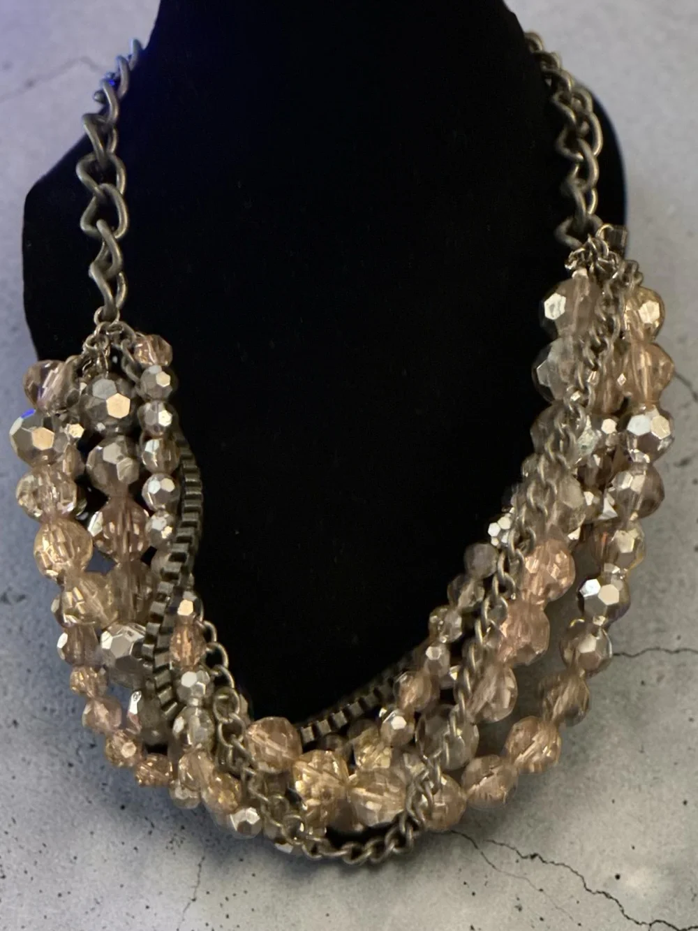 Vintage Simply Vera Wang Multi-Strand Pink Crystal Beaded Necklace 20–24”